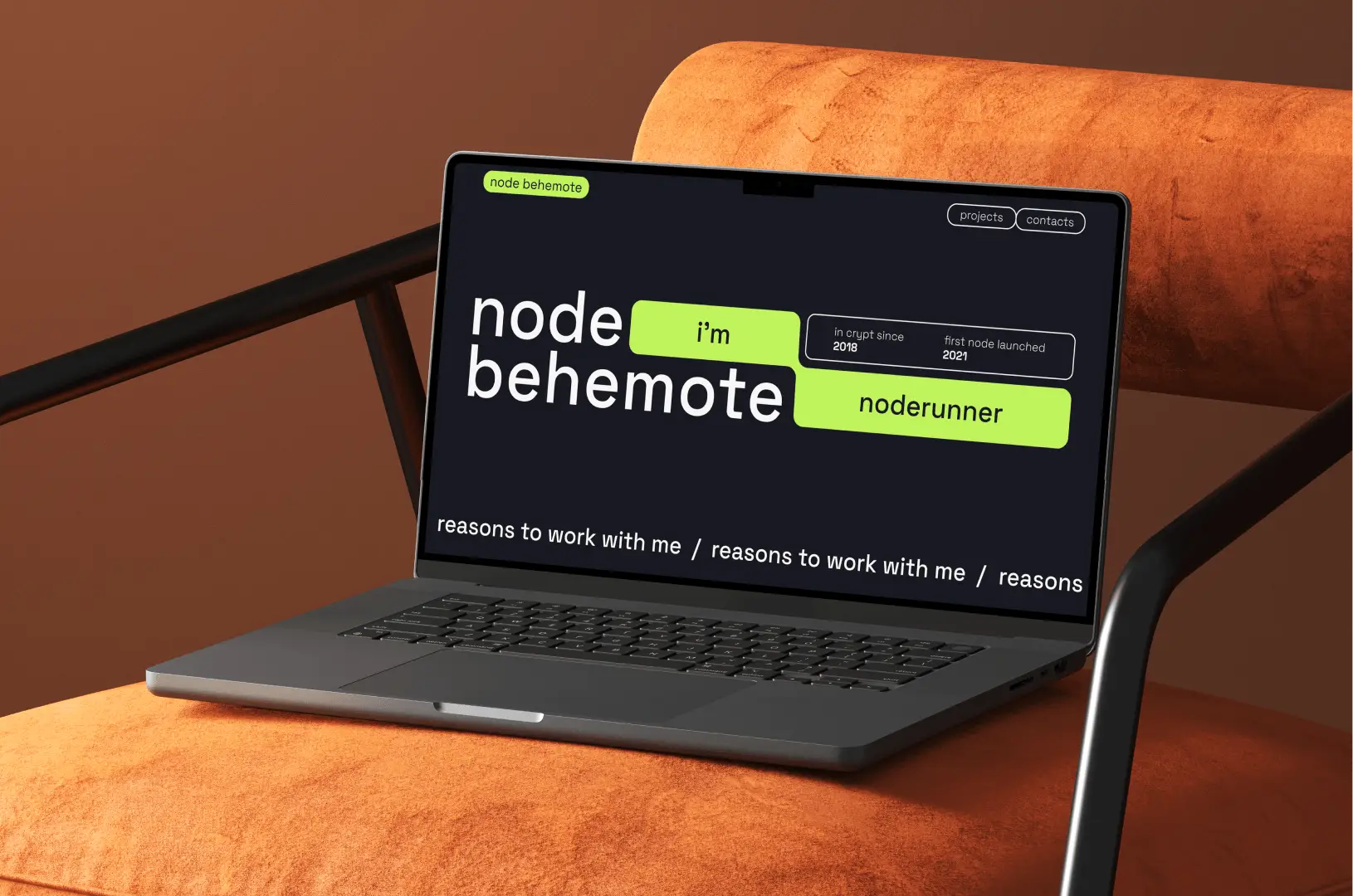 minimalistic desktop website design for web developer and noderunner